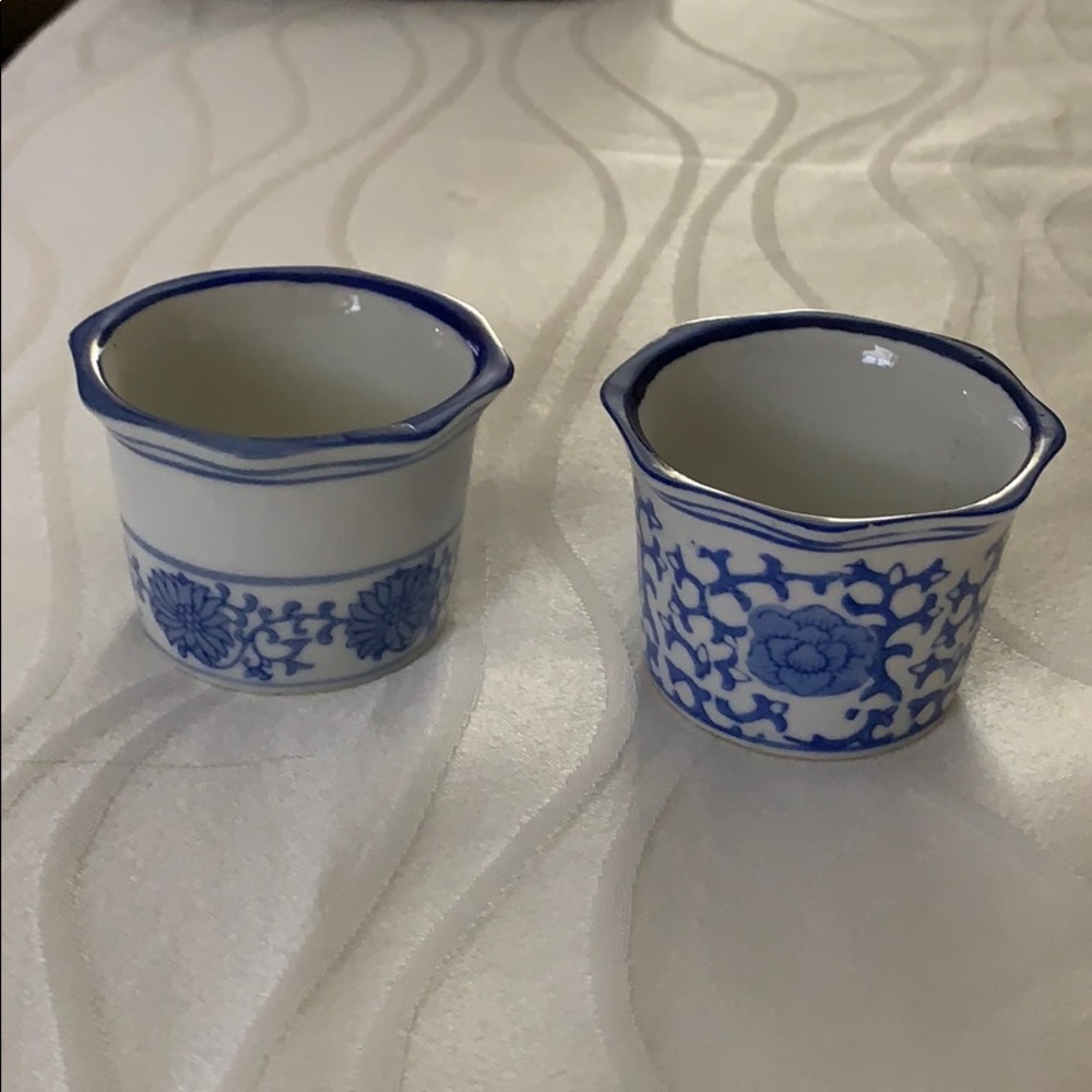 Pair of Knobler Porcelain Votives in Blue & White - Picture 1 of 5
